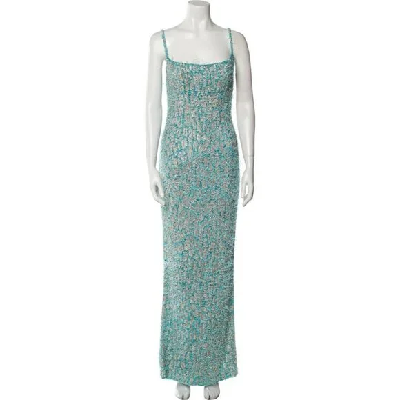 Rachel Gilbert Tilly Gown Blue Crystal Feather